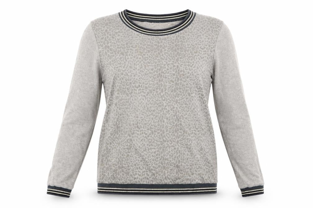 Front view of Geisha women’s round neck animal print polyester jumper, size UK 10