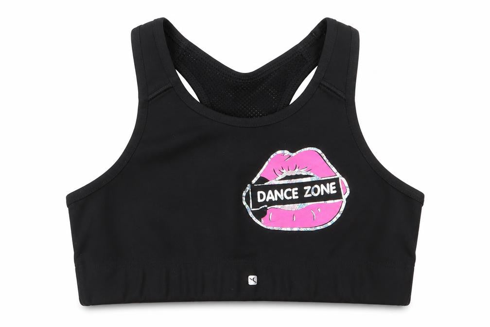 DECATHLON Girls Black  Polyester Cropped Tank Size 10-11 Years Round Neck Pullover