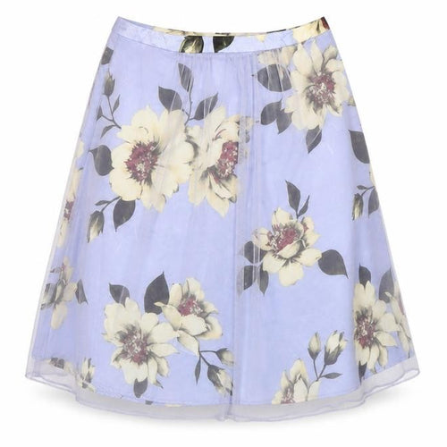 Amber Womens Purple Floral Polyester A-Line Skirt Size M