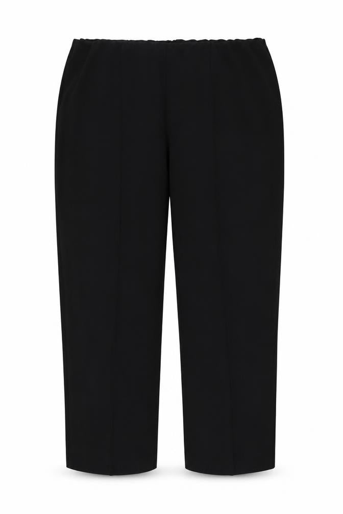 Front view of Isle women’s black polyester trousers, size UK 18, 27.5-inch leg regular