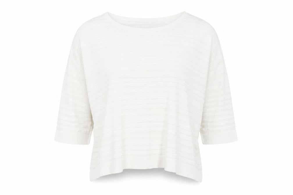 Wallis Womens White Striped Viscose Jersey Blouse Size M Boat Neck