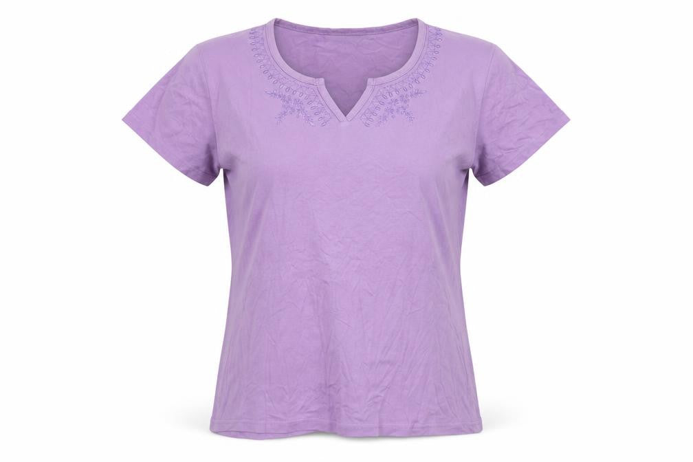 EWM Womens Purple  Cotton Basic Polo Size M V-Neck