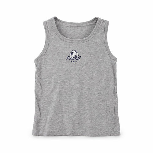 Primark Boys Grey  Cotton Basic Tank Size 6-7 Years Crew Neck  - Football