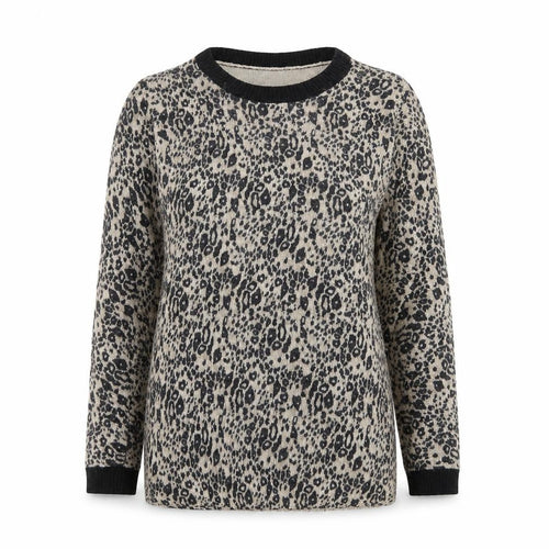 Topshop Womens Beige Crew Neck Animal Print Viscose Pullover Jumper Size 6