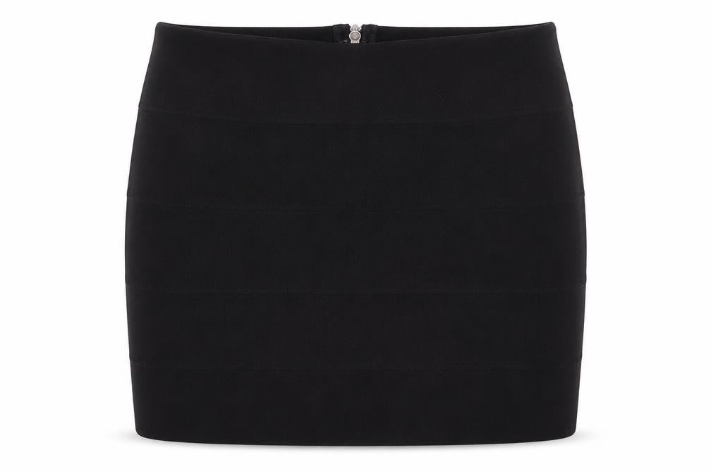 Exhibit Womens Black  Polyester Mini Skirt Size 12  Regular Zip