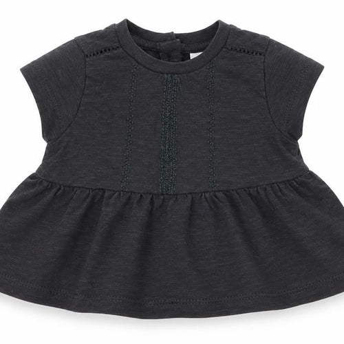 NEXT Girls Grey  100% Cotton Skater Dress  Size Newborn  Round Neck Button - Up to 1 Month