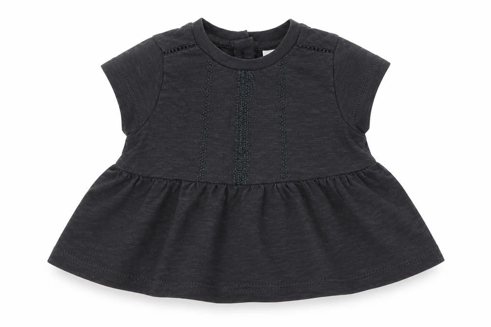 NEXT Girls Grey  100% Cotton Skater Dress  Size Newborn  Round Neck Button - Up to 1 Month