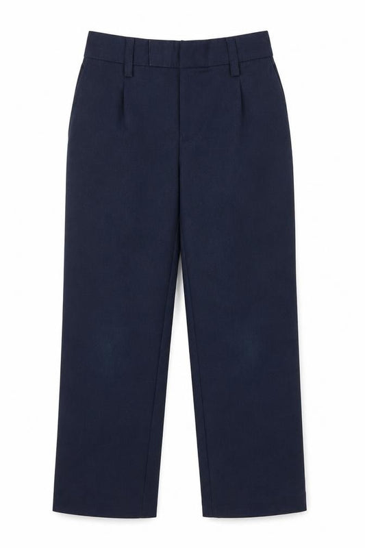 Front view of Marks & Spencer boys’ blue polyester dress pants trousers, size 5-6, years regular pullover - school trousers