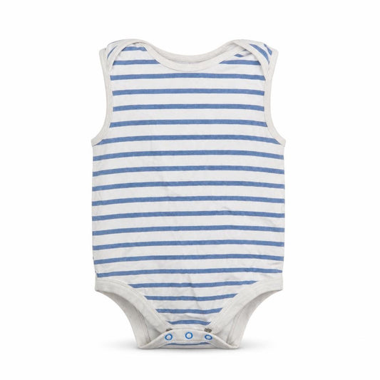 Dunnes Baby White Striped 100% Cotton Babygrow One-Piece Size 18-24 Months  Button
