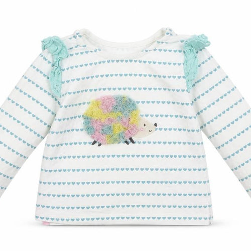 Dunnes Stores Girls Blue Striped Cotton Basic Casual Size 3-6 Months Crew Neck Button