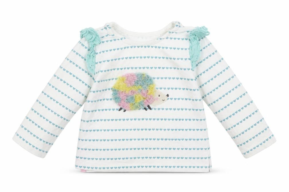 Dunnes Stores Girls Blue Striped Cotton Basic Casual Size 3-6 Months Crew Neck Button