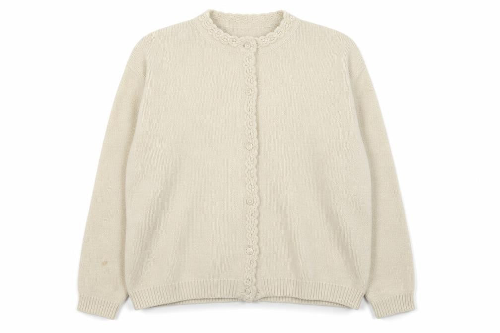 Lio Womens Beige V-Neck  Acrylic Cardigan Jumper Size M