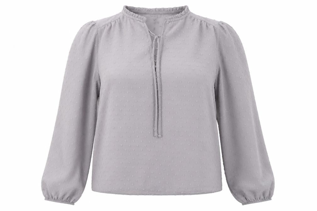 New Look Womens Grey Polka Dot Polyester Basic Blouse Size 6 V-Neck