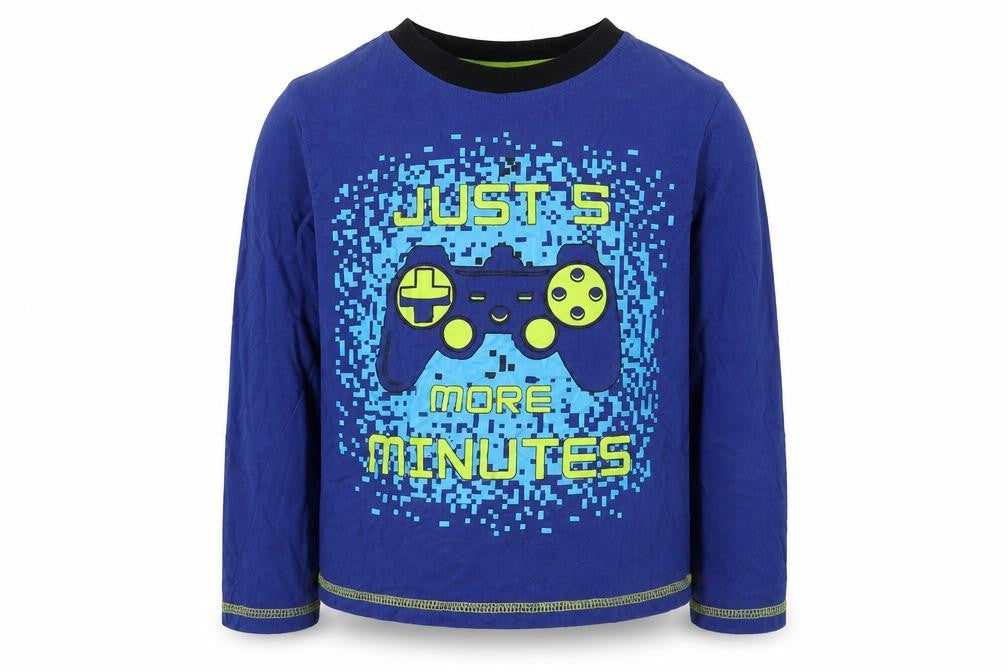 The Essentials Boys Blue  Cotton  Pyjama Top Size 6-7 Years   - Gamer