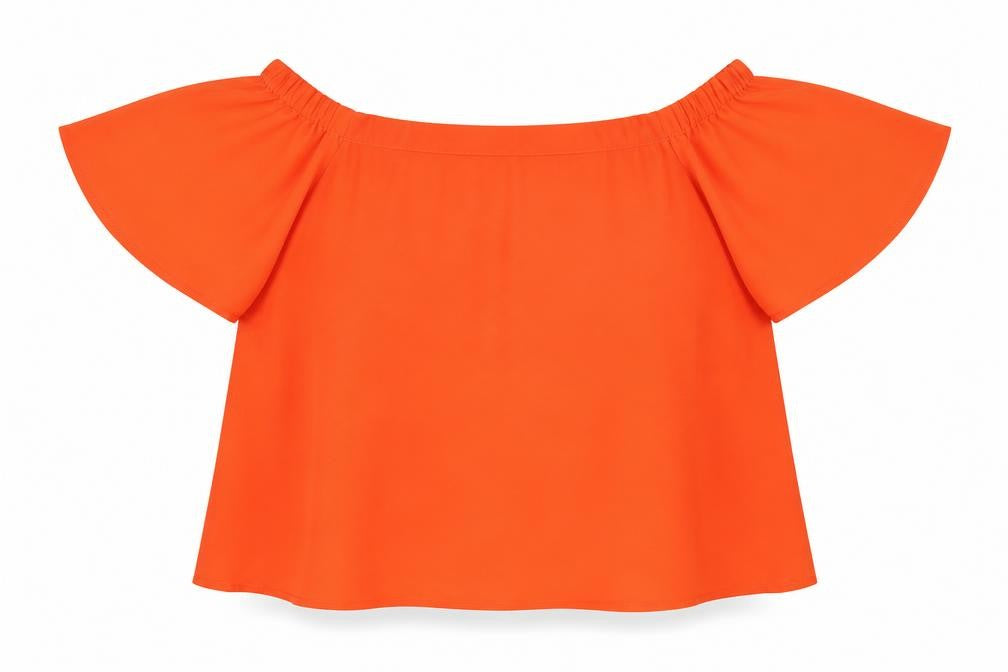 New Look  Womens Orange  Polyester Basic Blouse Size 14 Off the Shoulder