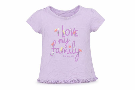 Front view of George Baby Purple Cotton Basic T-Shirt, size 12-18, Months Crew Neck - Love My Family