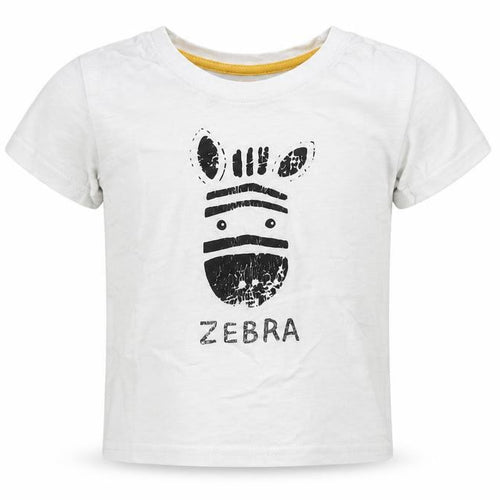 Primark Baby White  Cotton Basic T-Shirt Size 12-18 Months Crew Neck  - Zebra