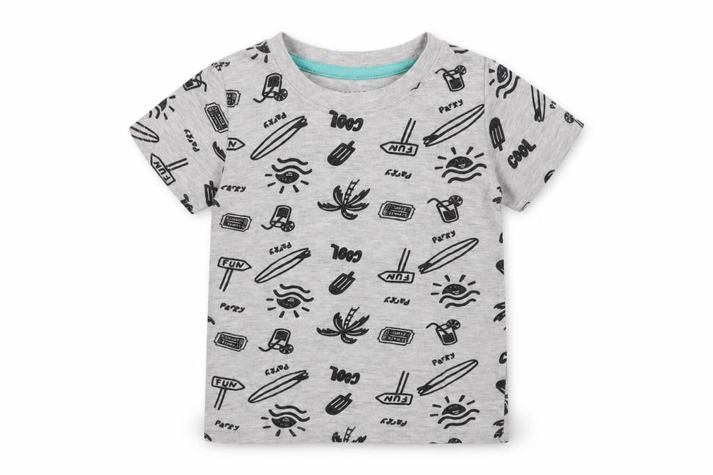 Primark Baby Grey Geometric Cotton Basic T-Shirt Size 12-18 Months Crew Neck
