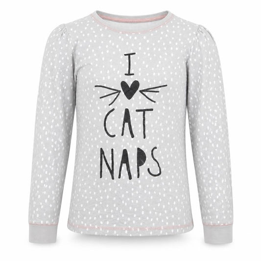 TU Girls Grey Polka Dot Cotton Top Pyjama Top Size 10-11 Years  Pullover - I Love Cat Naps