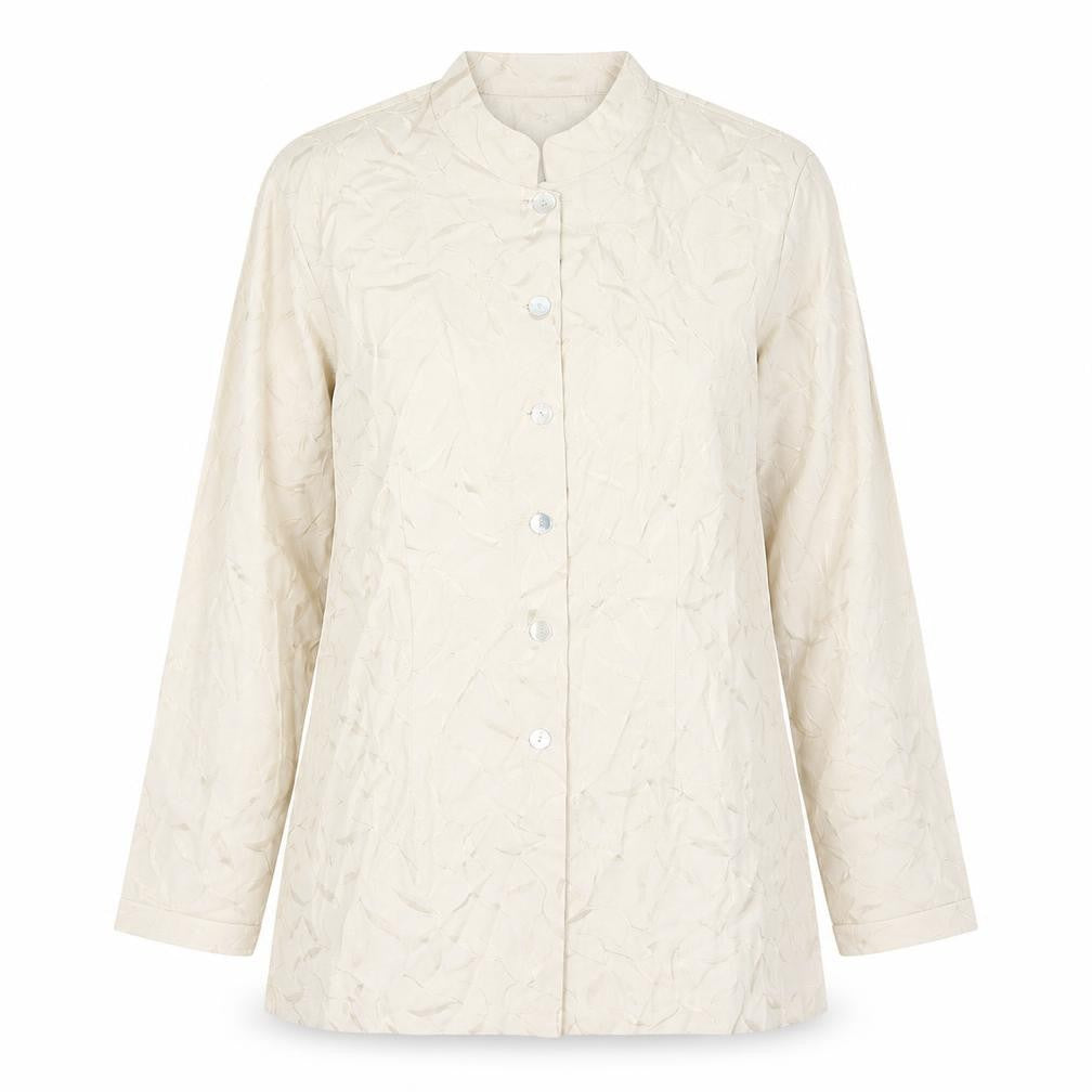 Front view of Wallis women’s ivory floral jacket, size UK 12, button - leaf prints