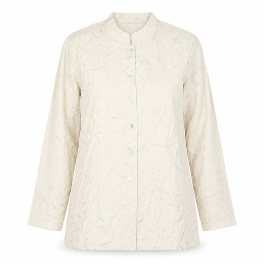 Front view of Wallis women’s ivory floral jacket, size UK 12, button - leaf prints