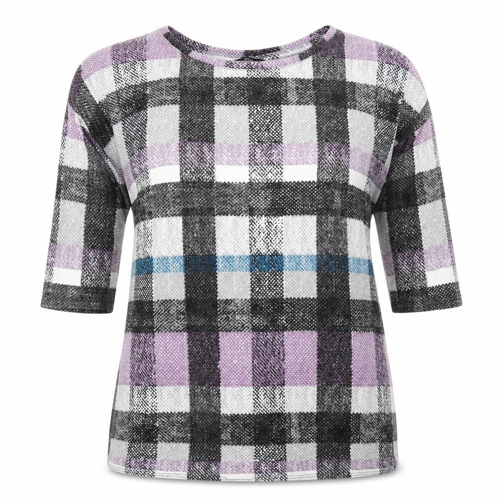 F&F Womens Purple Check Polyester Pullover Sweatshirt Size 12  Pullover