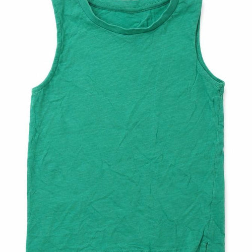 F&F Girls Green  Cotton Basic Tank Size 2-3 Years Crew Neck Pullover