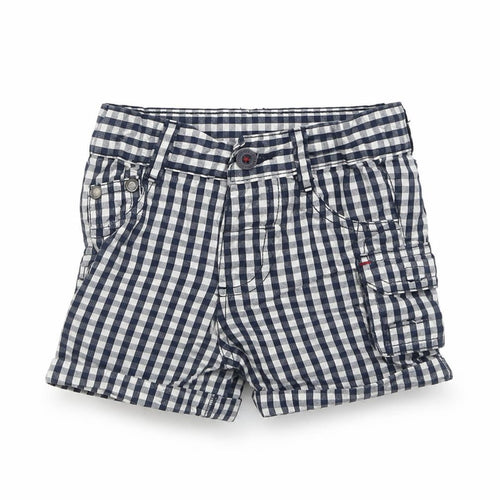 Babaluno Boys Blue Check Cotton Cropped Trousers Size 6-9 Months  Button