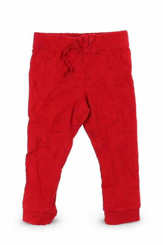 Front view of F&F girls’ red cotton capri trousers, size 9-12, months tie