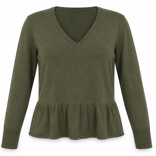 Marks and Spencer Womens Green V-Neck  Acrylic Pullover Jumper Size 14