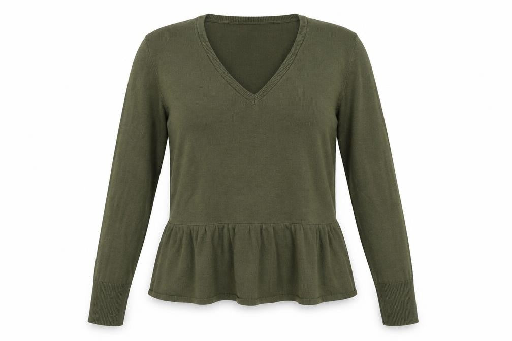 Marks and Spencer Womens Green V-Neck  Acrylic Pullover Jumper Size 14