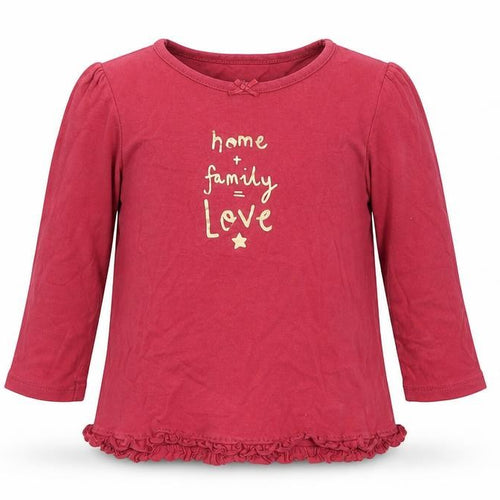 George Girls Red  Cotton Basic T-Shirt Size 18-24 Months Round Neck Pullover
