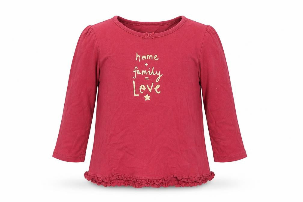 George Girls Red  Cotton Basic T-Shirt Size 18-24 Months Round Neck Pullover