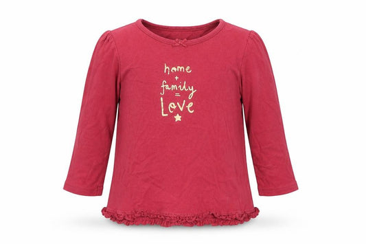 Front view of George girls’ red cotton basic t-shirt, size 18-24, months round neck pullover
