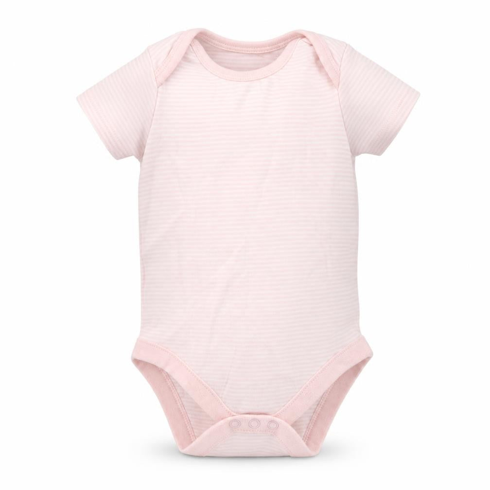 F&F Girls Pink Striped Cotton Leotard One-Piece Size 12-18 Months  Snap