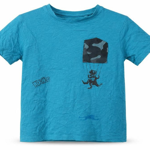 NEXT Boys Blue  Cotton Basic T-Shirt Size 5 Years Round Neck  - Dinosaur Woohoo
