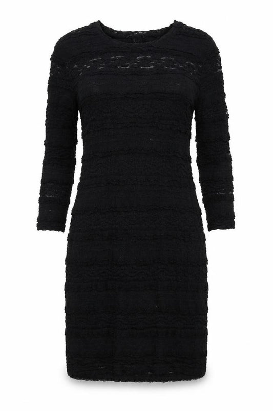 Front view of H&M women’s black polyamide a-line, size L, round neck