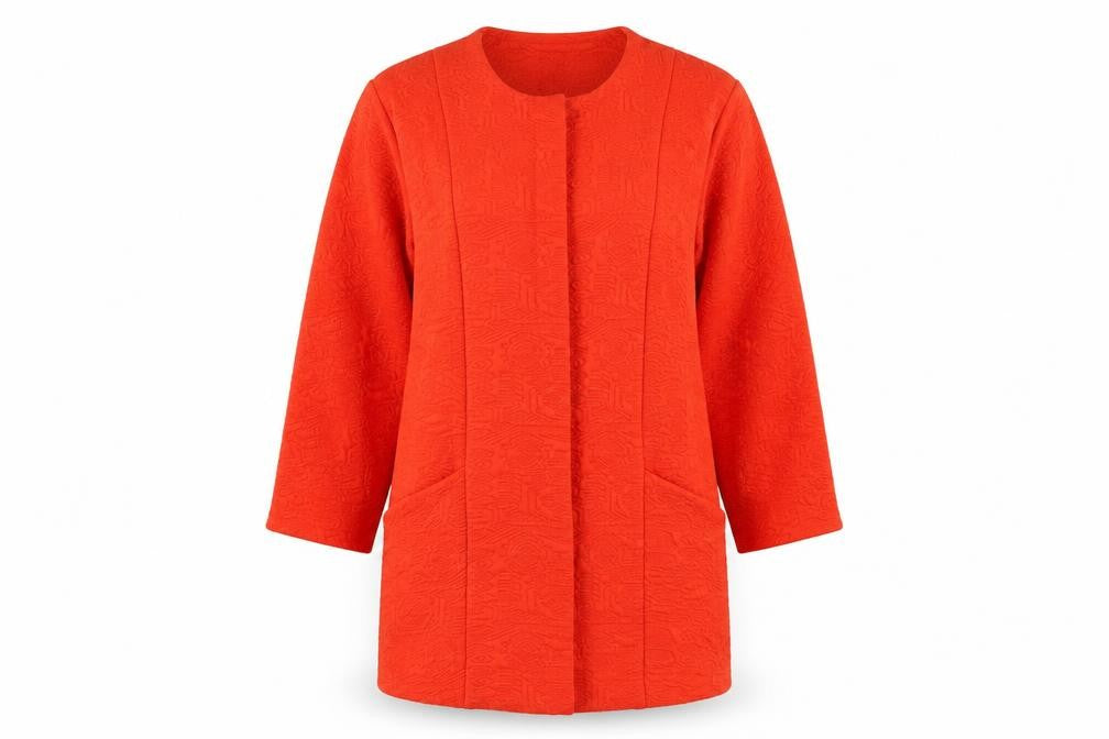 Front view of Atmosphere women’s red overcoat coat, size UK 10