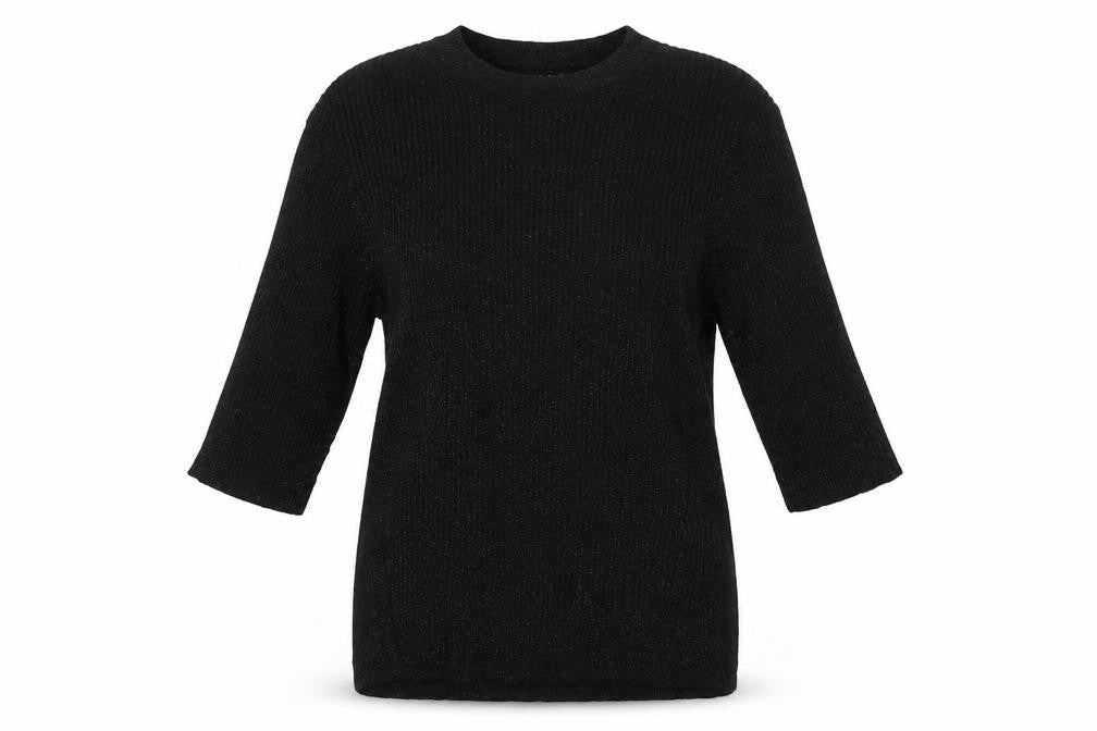 Front view of Next women’s black crew neck viscose jumper, size UK 8