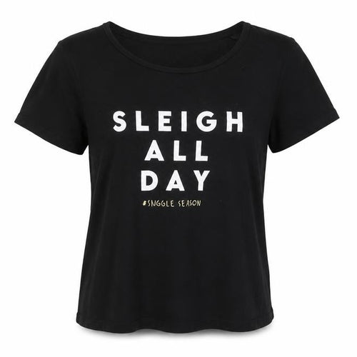George Womens Black  Cotton Basic T-Shirt Size 8 Crew Neck - Sleigh All Day