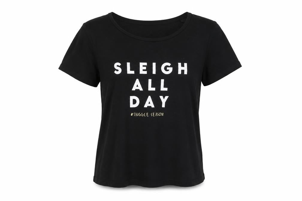 George Womens Black  Cotton Basic T-Shirt Size 8 Crew Neck - Sleigh All Day