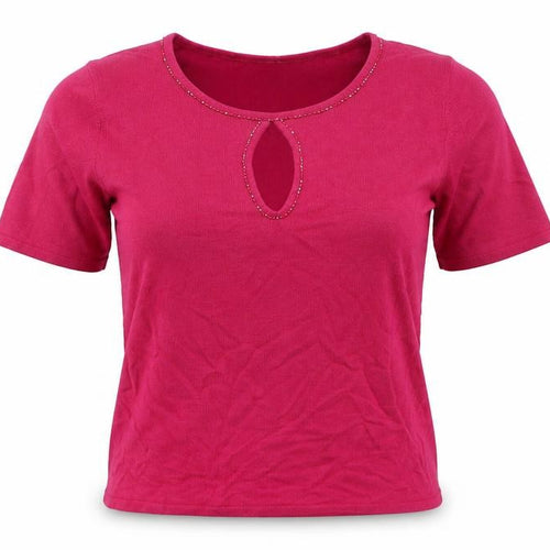 Country Casuals Womens Pink  Viscose Basic T-Shirt Size S Round Neck