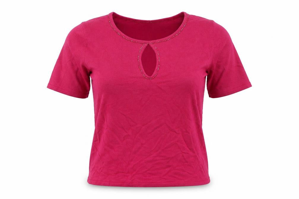 Country Casuals Womens Pink  Viscose Basic T-Shirt Size S Round Neck