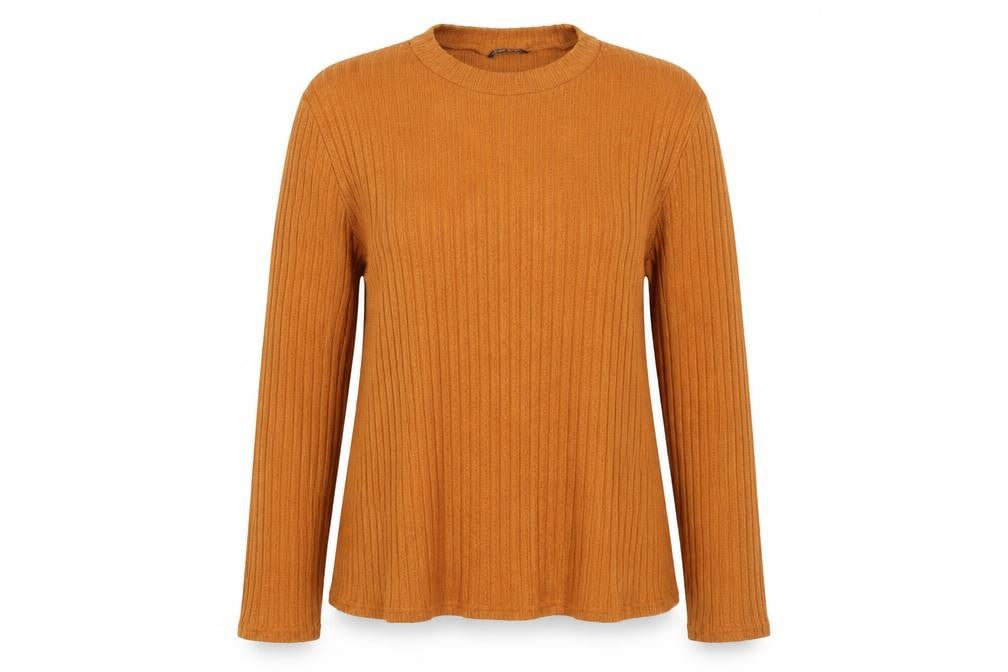 Front view of SHEIN women’s orange round neck cotton jumper one size