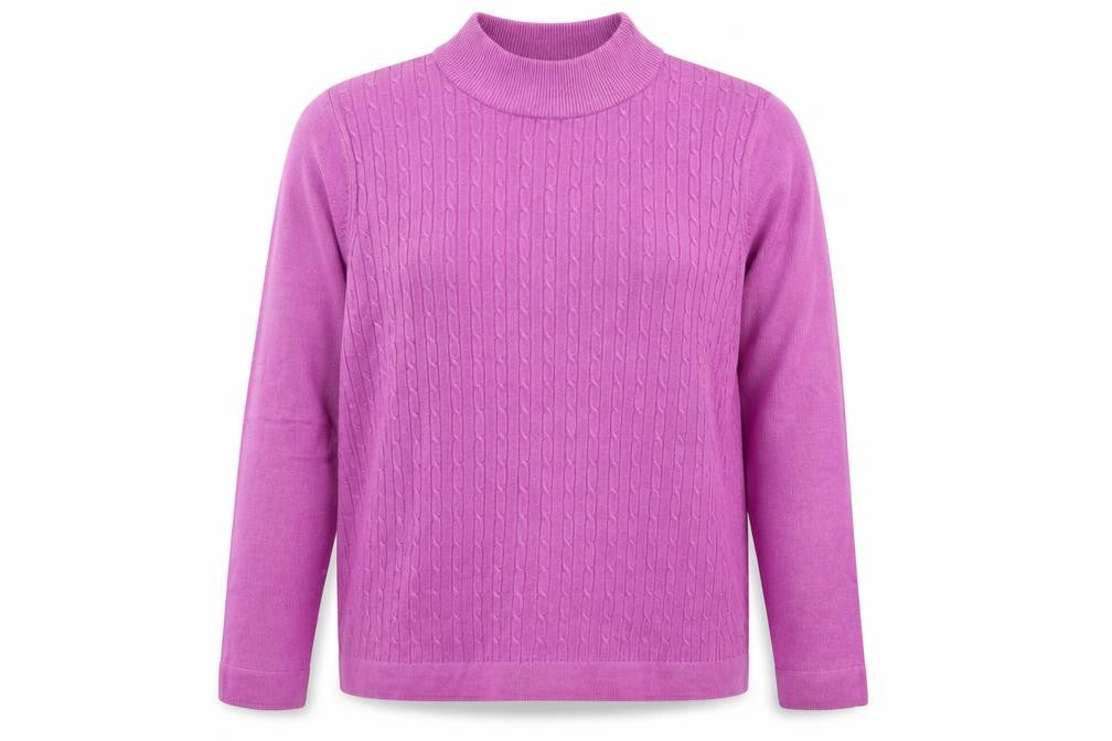 Bonmarché Womens Purple Mock Neck  Acrylic Pullover Jumper Size L