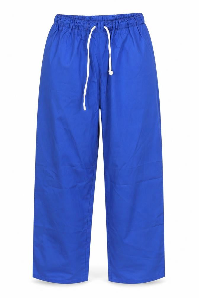 Front view of Alexandra women’s blue polyester trousers, size M, 31-inch leg regular drawstring