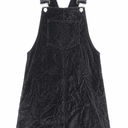 Primark Womens Grey  100% Cotton Dungaree One-Piece Size 4  Buckle