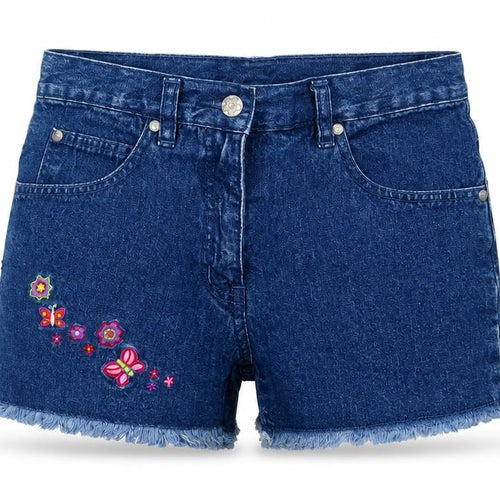 St. Bernard Girls Blue Floral 100% Cotton Hot Pants Shorts One Size  Slim Zip
