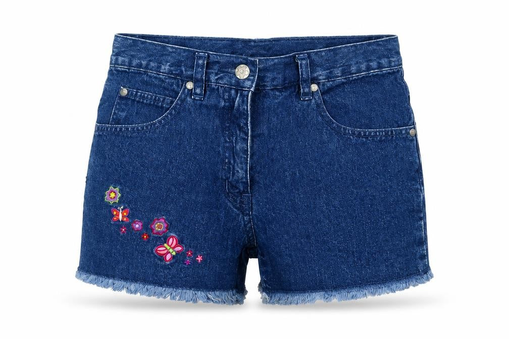 St. Bernard Girls Blue Floral 100% Cotton Hot Pants Shorts One Size  Slim Zip