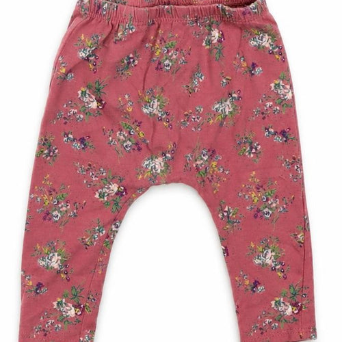 NEXT Girls Pink Floral Cotton Capri Trousers Size 3-6 Months  Pullover